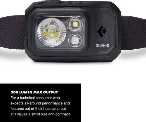 Black Diamond Equipment - Storm 500-R - Linterna frontal - Negro.
