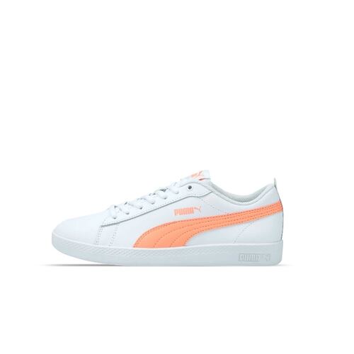 Tenis Puma Casual Smash V2 L Blanco-Coral/Mujer 365208 26.