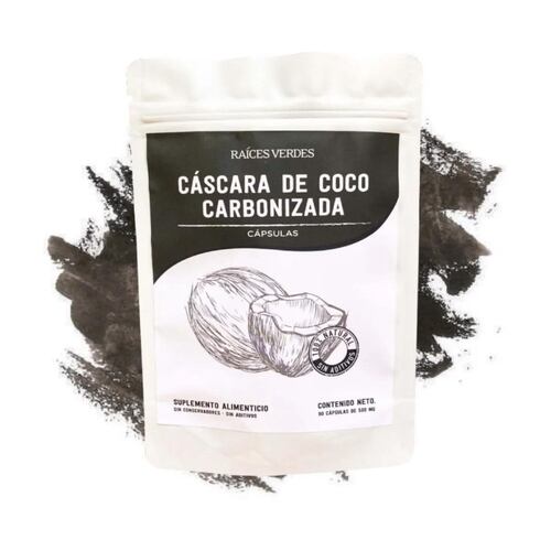 Cáscara De Coco Carbonizada 90 Cápsulas 500mg Raíces Verdes 