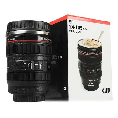 Taza tipo lente de cámara 24-105mm..