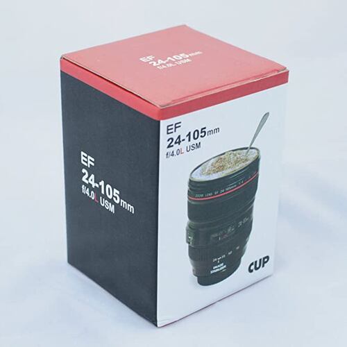 Taza tipo lente de cámara 24-105mm..