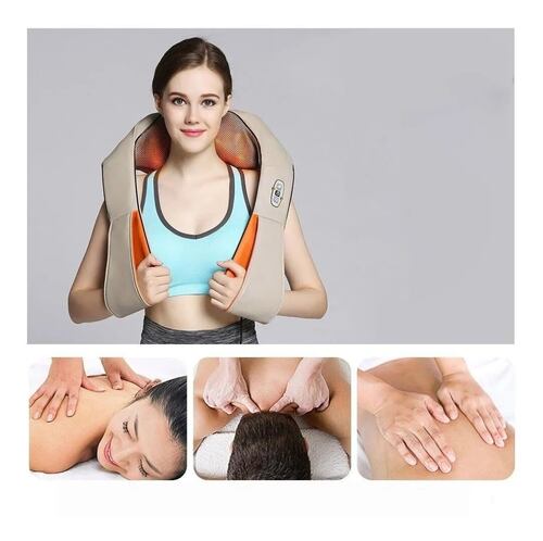 Masajeador Cuello Hombros Control de Calor 16 Rodillos.