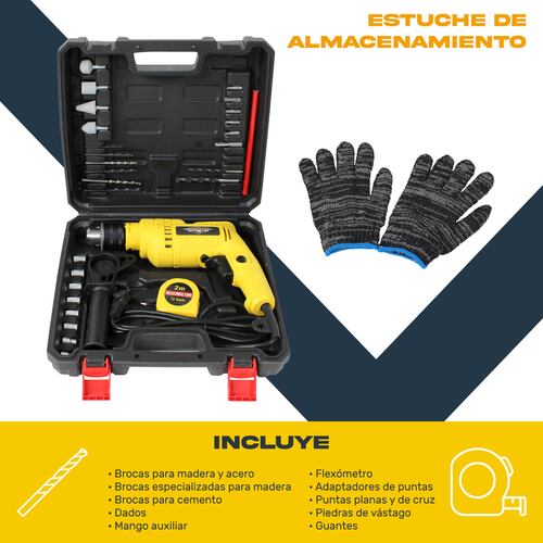 Taladro Rotomartillo 1/2 710w 3000rpm Kit Herramientas 32pz