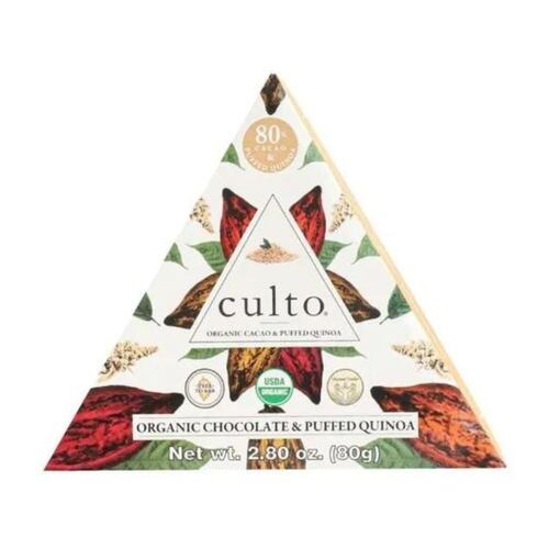 Chocolate Amargo 80% Cacao Con Quinoa 80g Culto Orgánico