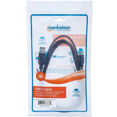 Cable USB Macho a USB Mini Macho Manhattan Alta Velocidad 1.8 Metros 333375.