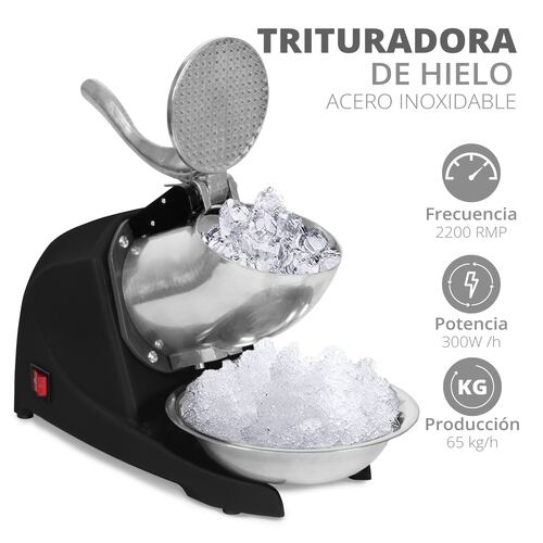 Maquina Trituradora de Hielo 300W 2200 r/min Acero Inoxidable 65 Kg/h