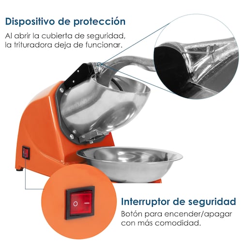 Maquina Trituradora de Hielo 300W 2200 r/min Acero Inoxidable 65 Kg/h