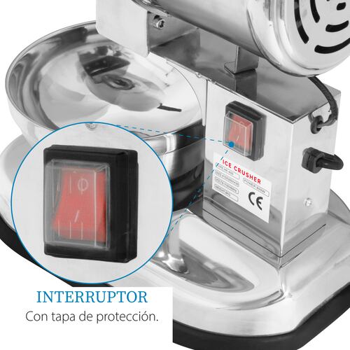 Maquina Trituradora de Hielo 800W 2400 r/min Acero Inoxidable de 2 Cuchillas 180 Kg/h - Plata