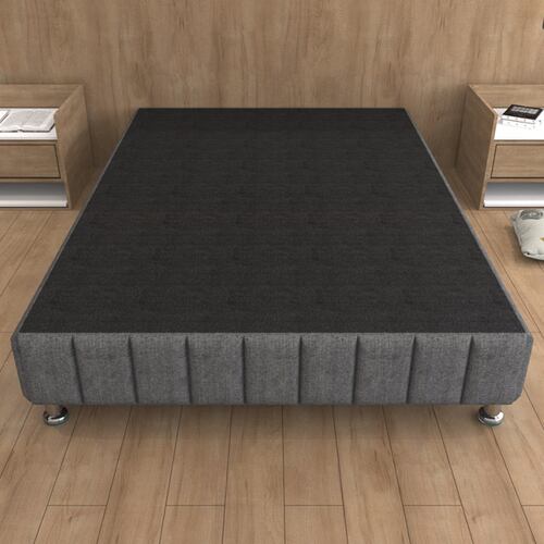 Base Box King Size Tapizado Gris con Patas