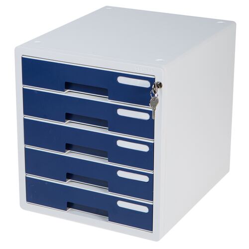 AGBOX Archivero para Escritorio con Cerradura con 5 Cajones Sysmax Azul LTOFF002.