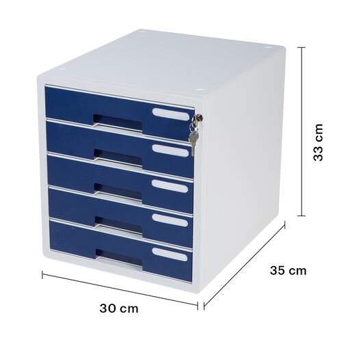 AGBOX Archivero para Escritorio con Cerradura con 5 Cajones Sysmax Azul LTOFF002.