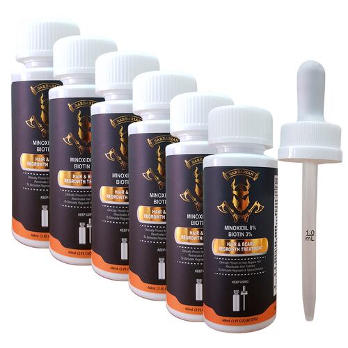 Minoxidil 8% + Biotina 3% Liquido 6 Frascos