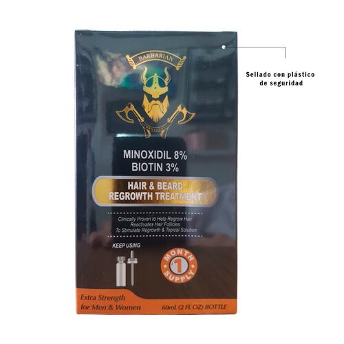 Minoxidil 8% + Biotina 3% Liquido 6 Frascos