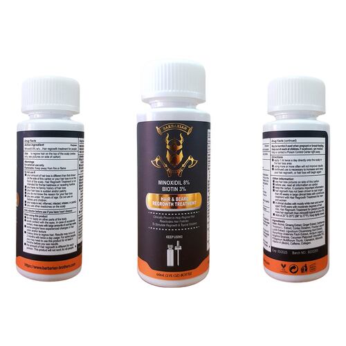 Minoxidil 8% + Biotina 3% Liquido 6 Frascos