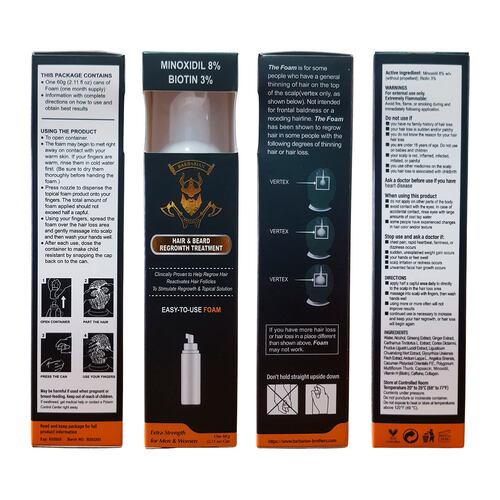 Minoxidil 8% + Biotina 3% Espuma 60ml 3 Frascos