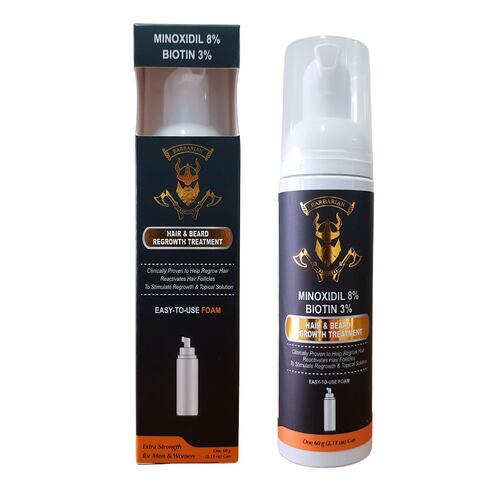 Minoxidil 8% + Biotina 3% Espuma 60ml 3 Frascos