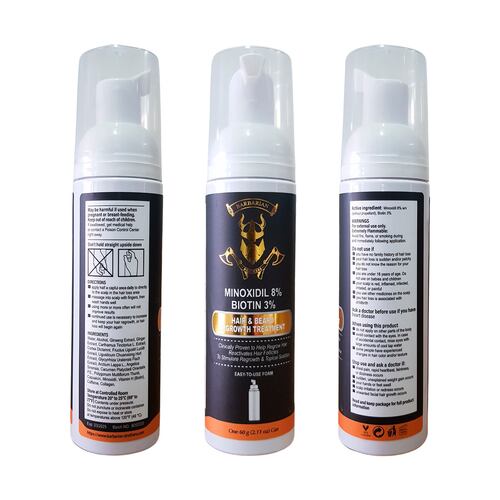 Minoxidil 8% + Biotina 3% Espuma 60ml 3 Frascos