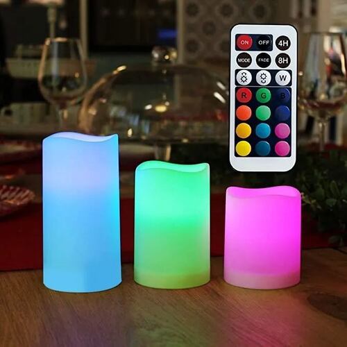 Led Luces Vela Candles 3 Piezas Con Control
