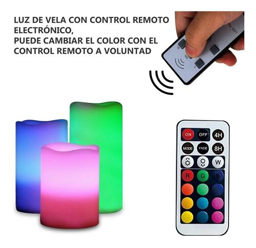 Led Luces Vela Candles 3 Piezas Con Control