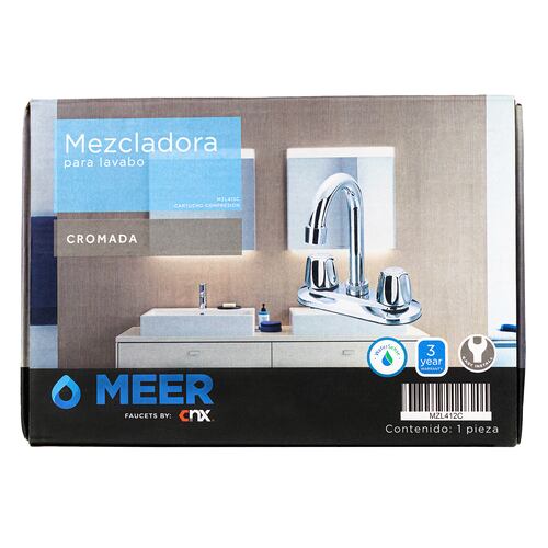 CNX Mezcladora para Lavabo Cubierta en Acero Inoxidable.