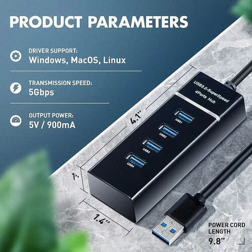 Hub Usb 3.0 4 Puertos Expansor Multi Para Laptop Pc 4 En 1