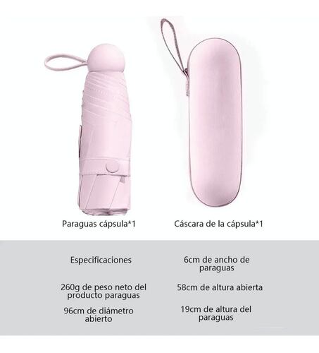 Paraguas Sombrilla De Bolsillo Anti-ultravioleta  Color Rosa