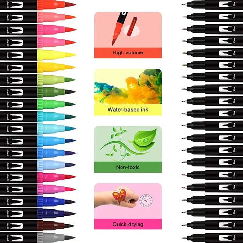 Marcadores Plumones Doble Punta Pincel 72 Colores