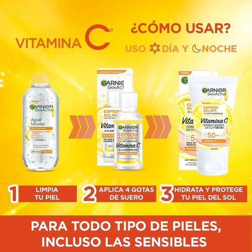 Kit Garnier Express Aclara; Serum+all In1 Claro+agua Micelar