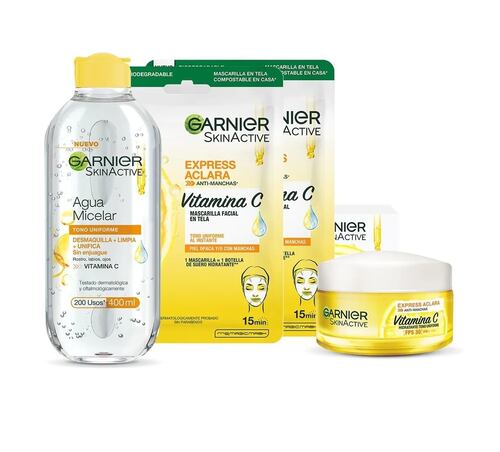 Kit Garnier Express Aclara: Crema + Agua Micelar + Mascaras