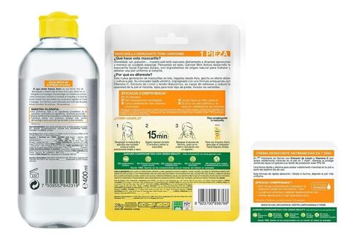 Kit Garnier Express Aclara: Crema + Agua Micelar + Mascaras