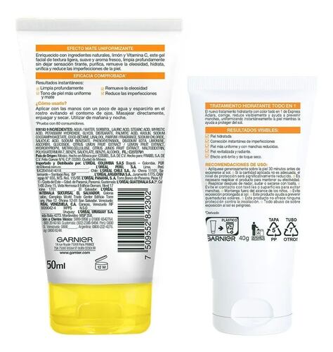 Kit Garnier Express Aclara; All In 1 Claro+ Gel Limpiador
