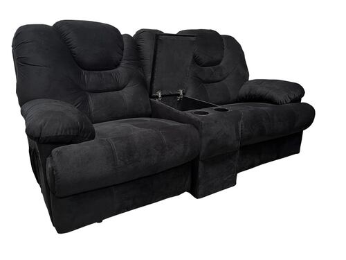 RECLINABLE DOBLE TOLEDANO TERCIOPELO NEGRO ESPACIO MUEBLES UNICAMENTE VENTA Y ENTREGA EN CIUDAD DE MEXICO Y AREA METROPOLITANA