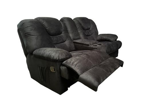 RECLINABLE DOBLE TOLEDANO TERCIOPELO NEGRO ESPACIO MUEBLES UNICAMENTE VENTA Y ENTREGA EN CIUDAD DE MEXICO Y AREA METROPOLITANA