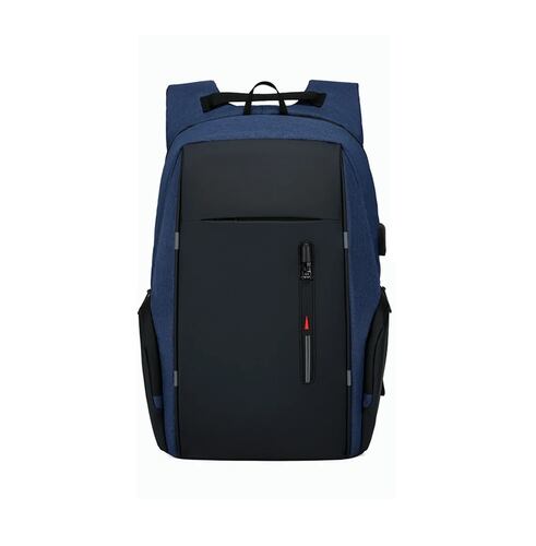 Mochila Para Laptop Con Puerto Y Cable Usb Negro con Azul