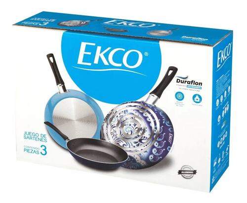 3 Pack De Sartenes Blue De Aluminio Con Duraflon