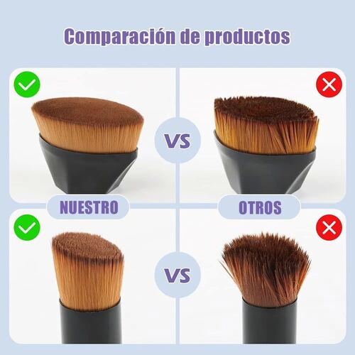 Brocha Kabuki Para Maquillaje Base Profesional Con Esponja cafe