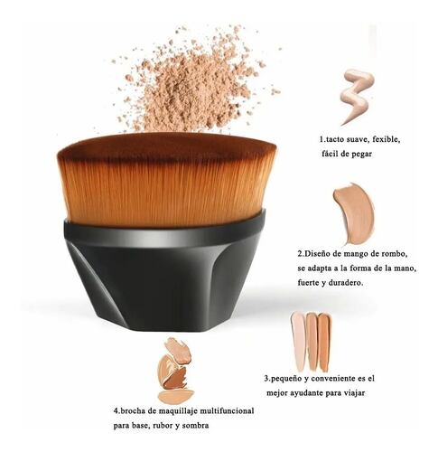 Brocha Kabuki Para Maquillaje Base Profesional Con Esponja cafe