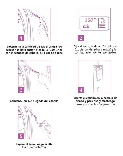 Rizador De Pelo Automático Inteligente Lcd Inalámbrico Negra