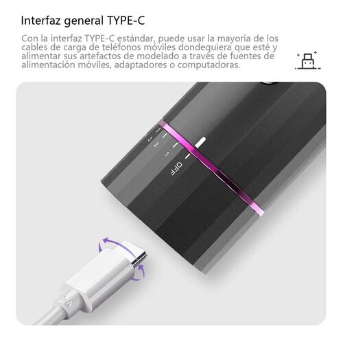 Rizador De Pelo Automático Inteligente Lcd Inalámbrico Negra