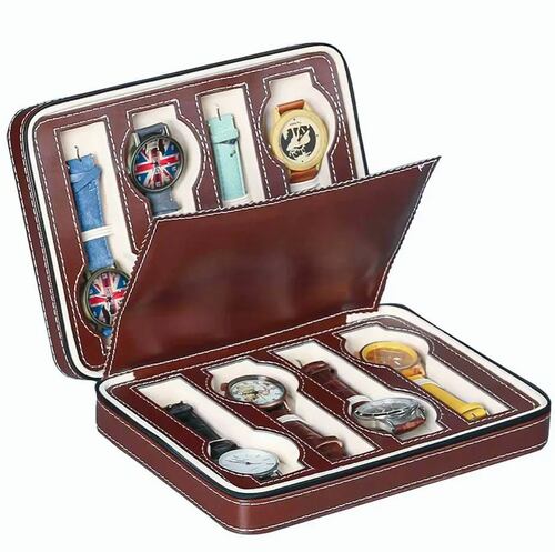 Estuche Organizador Portátil De Relojes Con 8 Espacios Marron