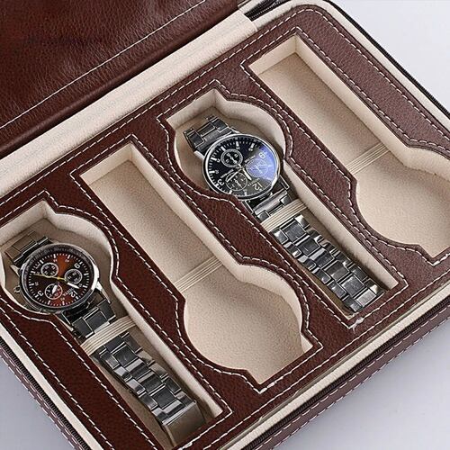 Estuche Organizador Portátil De Relojes Con 8 Espacios Marron