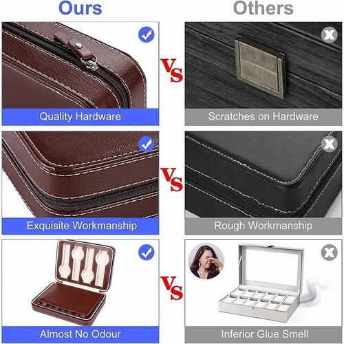 Estuche Organizador Portátil De Relojes Con 8 Espacios Marron
