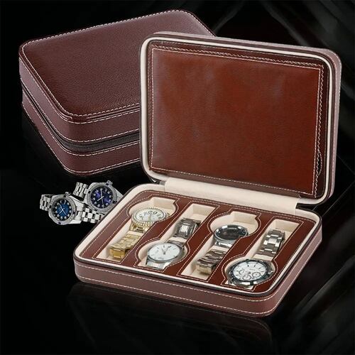 Estuche Organizador Portátil De Relojes Con 8 Espacios Marron