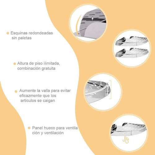 Estante Esquinero Organizador De Acero Inoxidable Para Baño