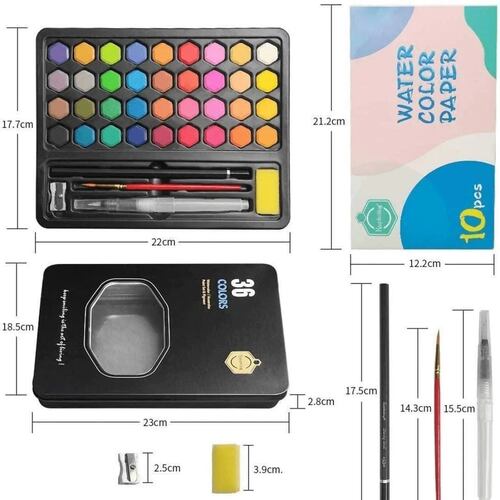 Acuarelas Profesionales 36 Colores Con Estuche
