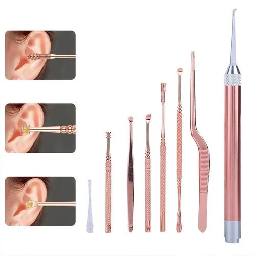 Kit De Limpieza De Cerumen Con Luz Led Rosa