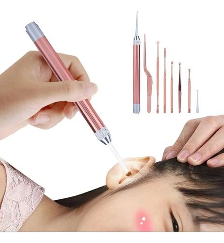 Kit De Limpieza De Cerumen Con Luz Led Rosa
