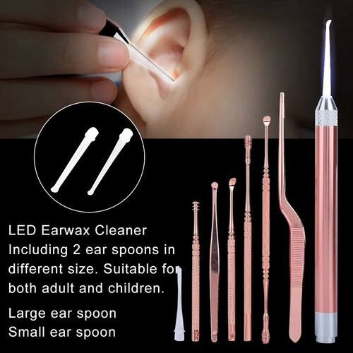 Kit De Limpieza De Cerumen Con Luz Led Rosa