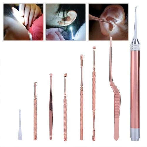 Kit De Limpieza De Cerumen Con Luz Led Rosa