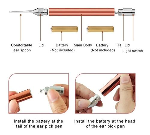 Kit De Limpieza De Cerumen Con Luz Led Rosa